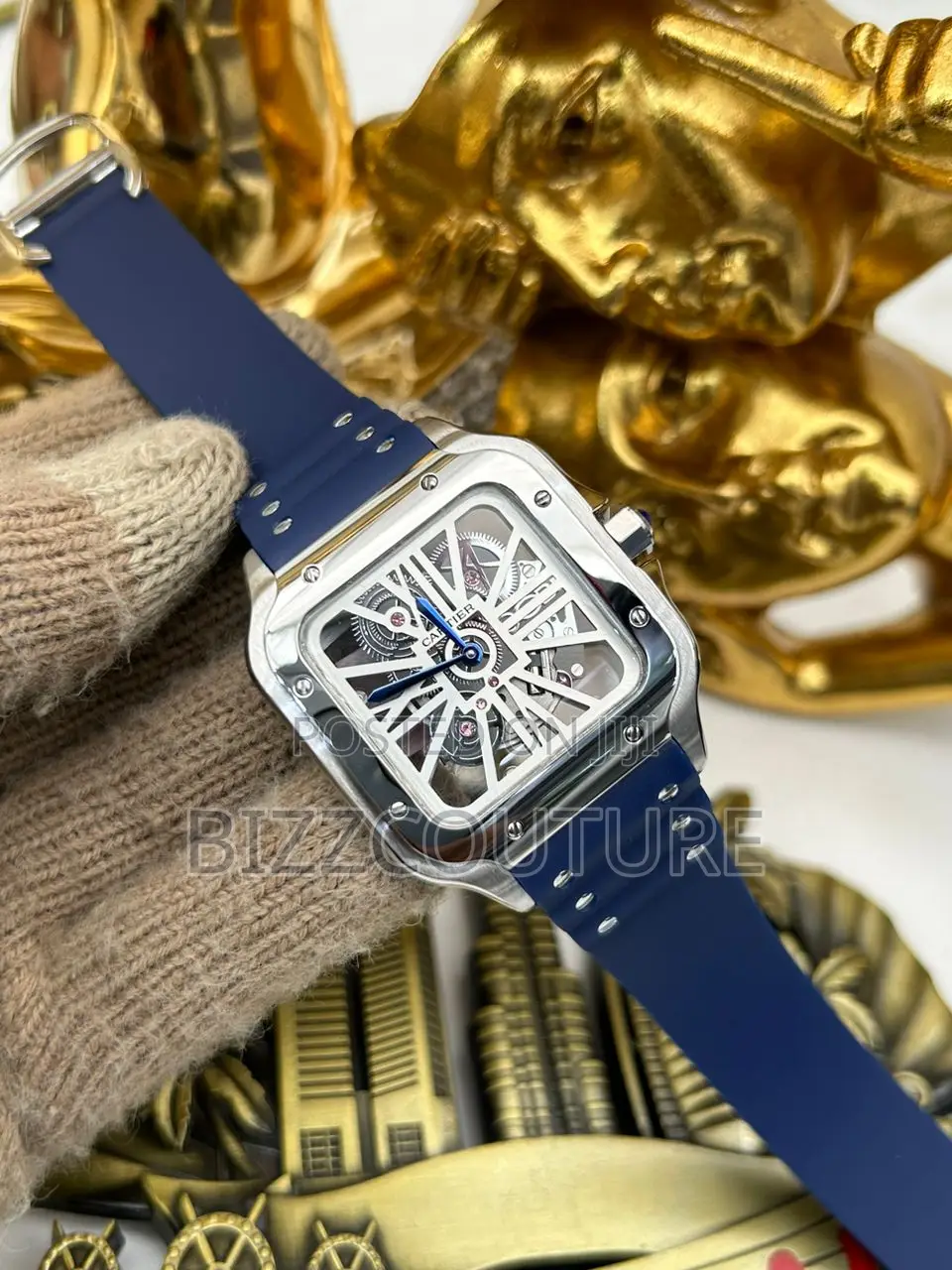Original Cartier Mechanical Blue Rubber Strap Watch in Store