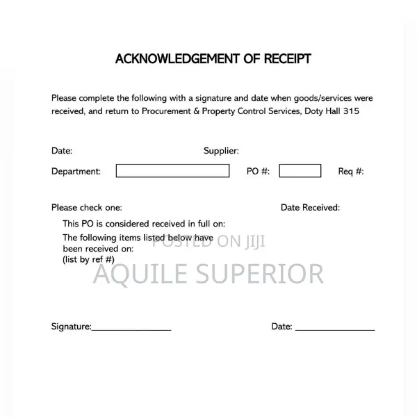 Goods Acknowledgement Receipt Printing