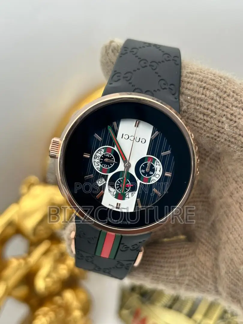 Original Gucci Black Rubber Strap Watch Available in Store