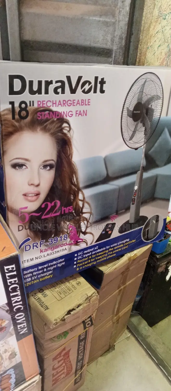 Duravolt 18" Rechargeable Fan