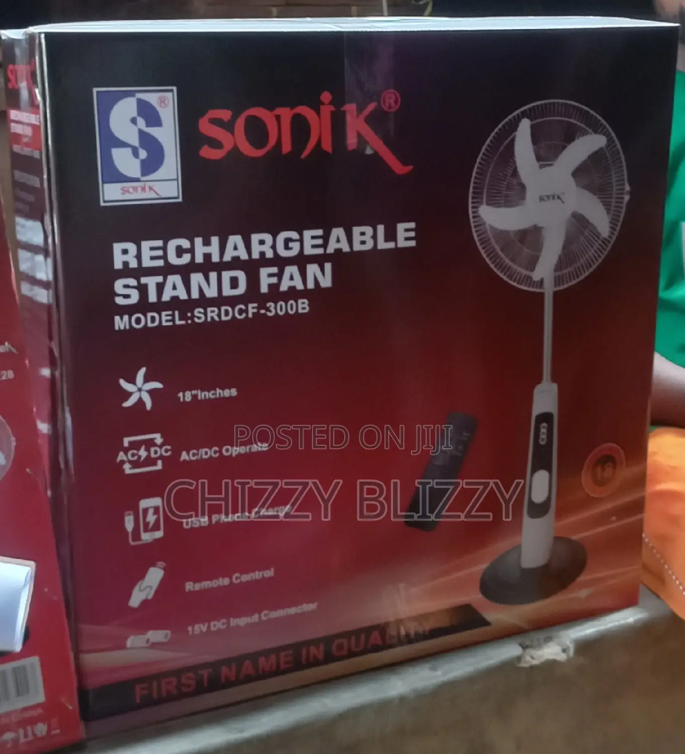Sonik Rechargeable Stand Fan 18inch