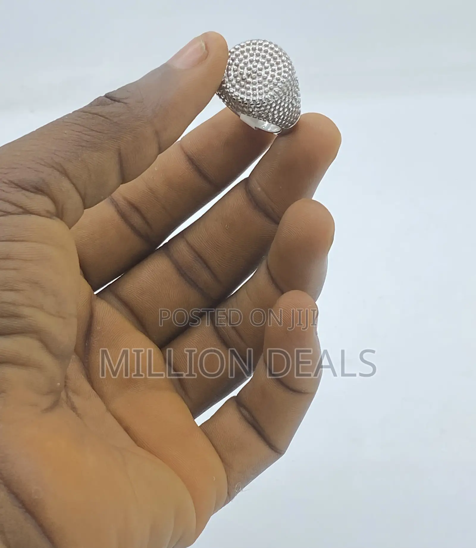 Stylish Dotted Men’S Unique Ring Silver