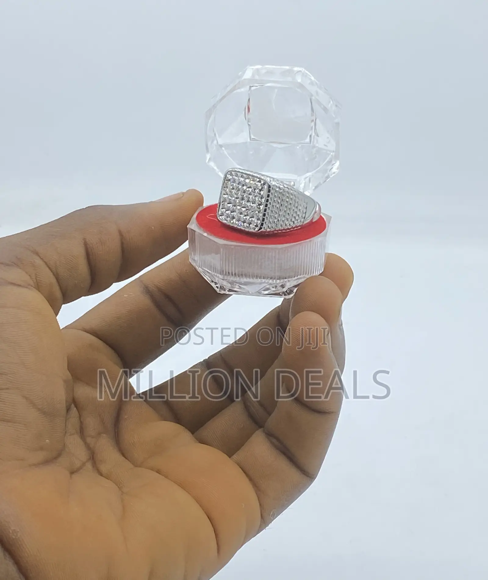 Luxury Iced Stones Men’S Unique Ring Silver