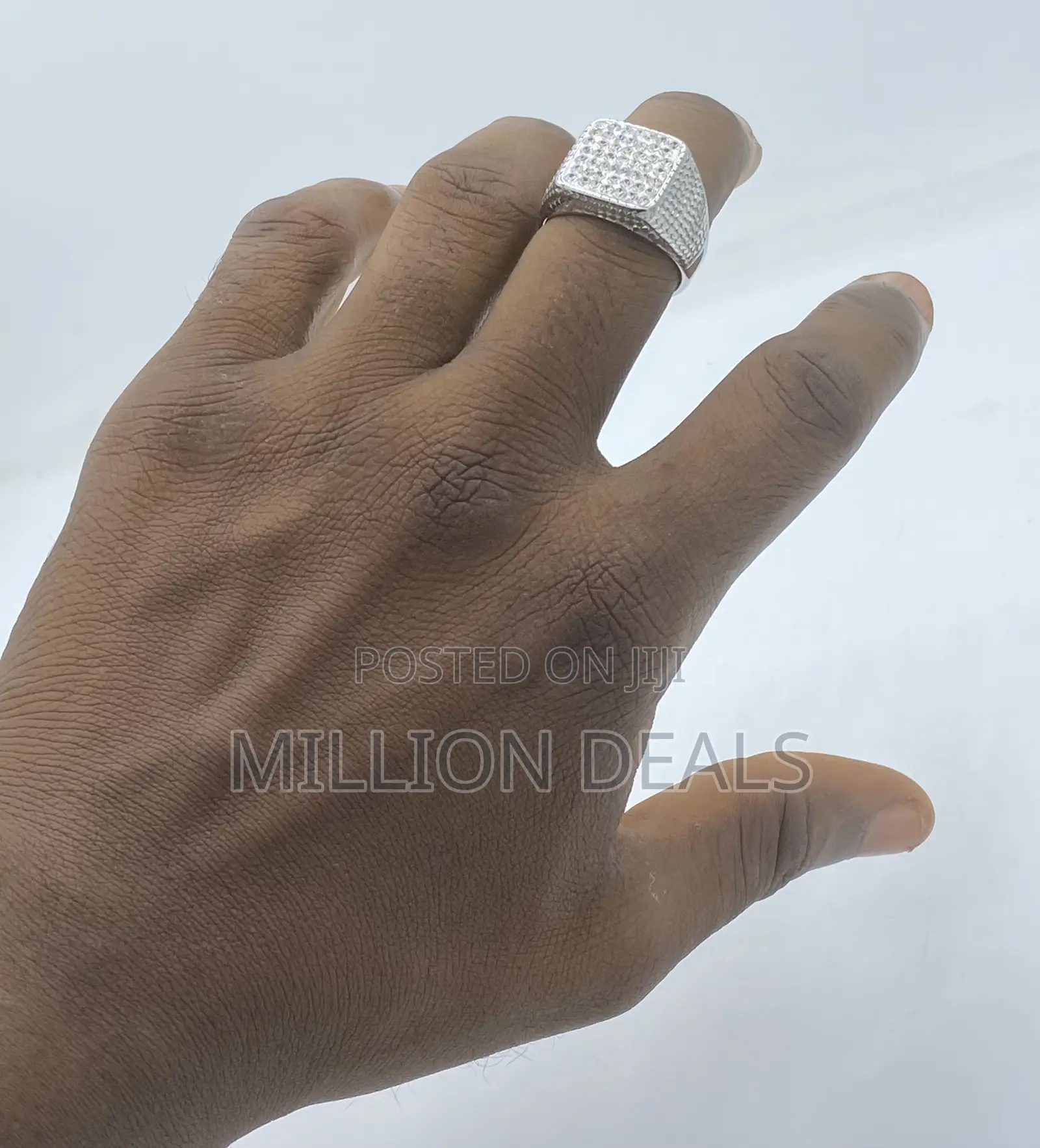 Luxury Iced Stones Men’S Unique Ring Silver
