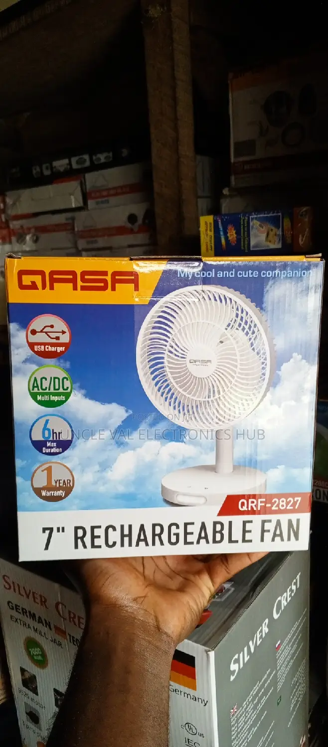 Qasa 7" Rechargeable Fan