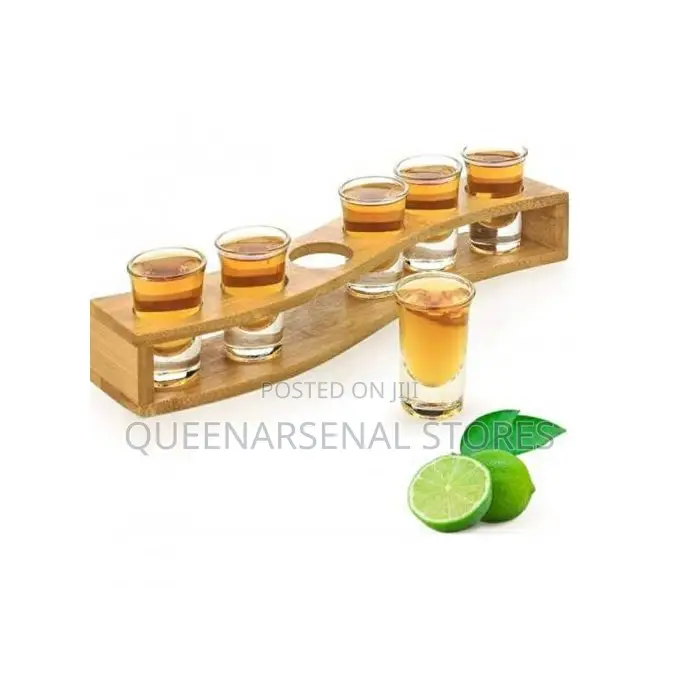 Tequila Shot Glasses Bamboo Holder Only - Without Glasses