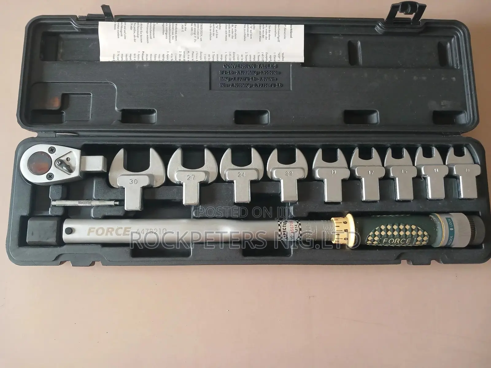 Force 64705 1/2"Dr.Changeable Head Torque Wrench Spanner Set(13-30mm)