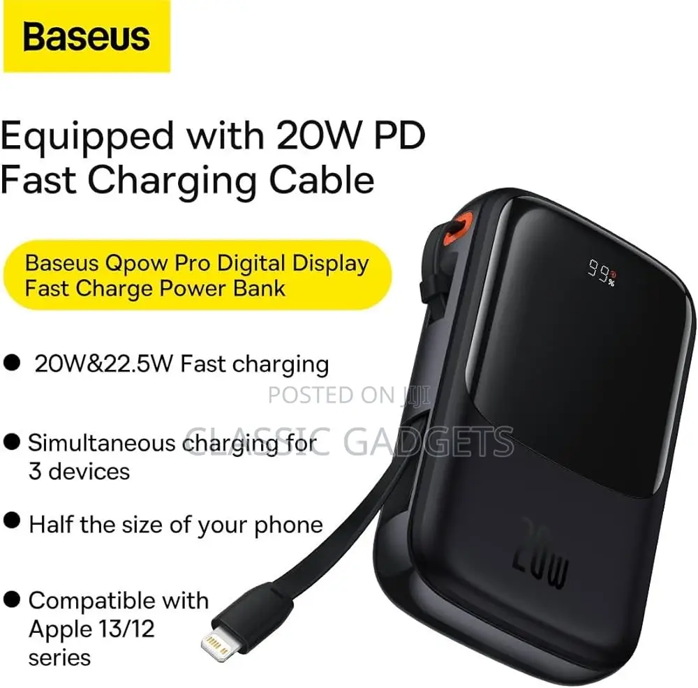 BASEUS Qpow Pro 10000mah 20W Digital Display Power Bank
