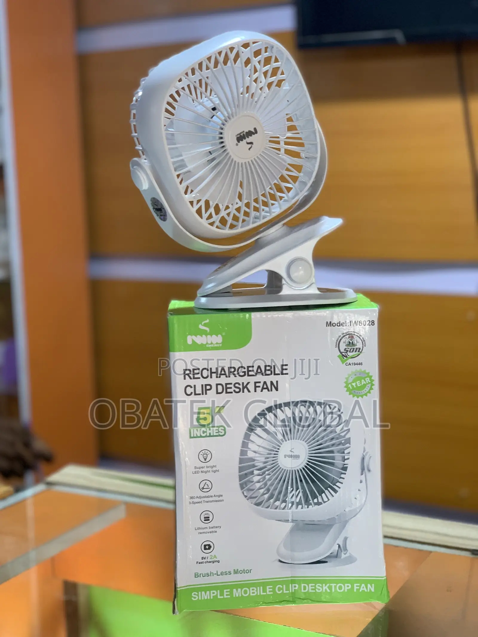 5 Inches Rechargeable Clip Desktop Fan