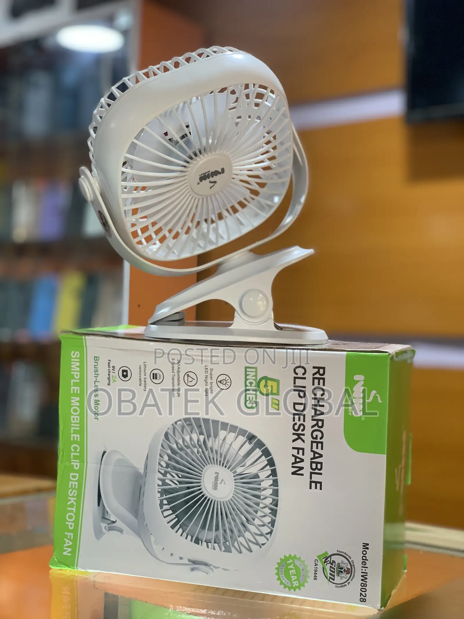 5 Inches Rechargeable Clip Desktop Fan