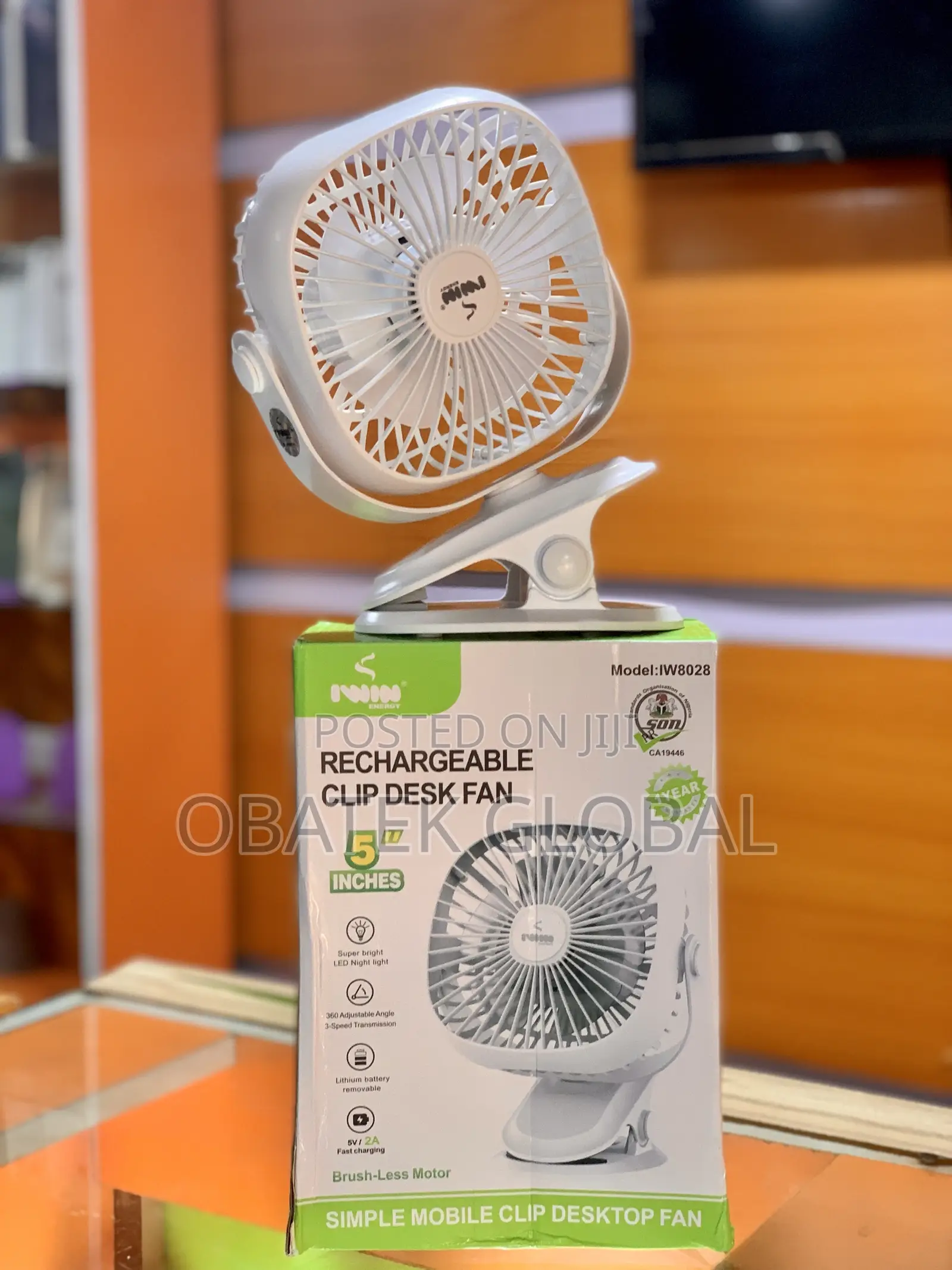 5 Inches Rechargeable Clip Desktop Fan