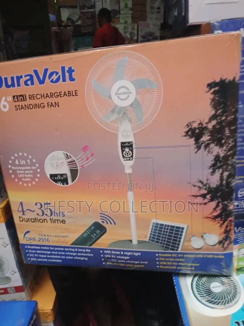 16 18 Inches 3 in 1 Duravolt Solar Rechargeable Standing Fan