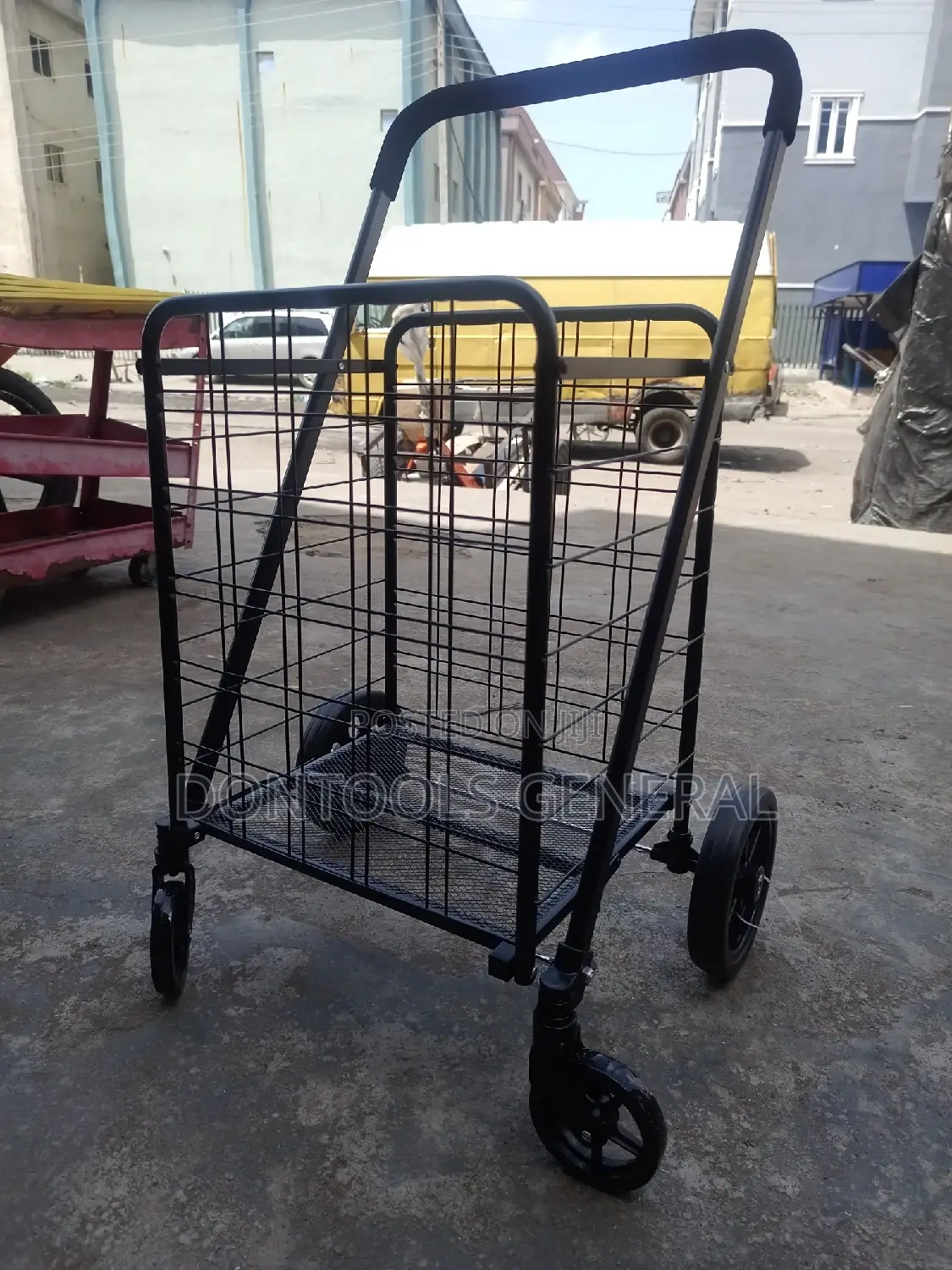 Galvanized Black Basket Cart Trolley