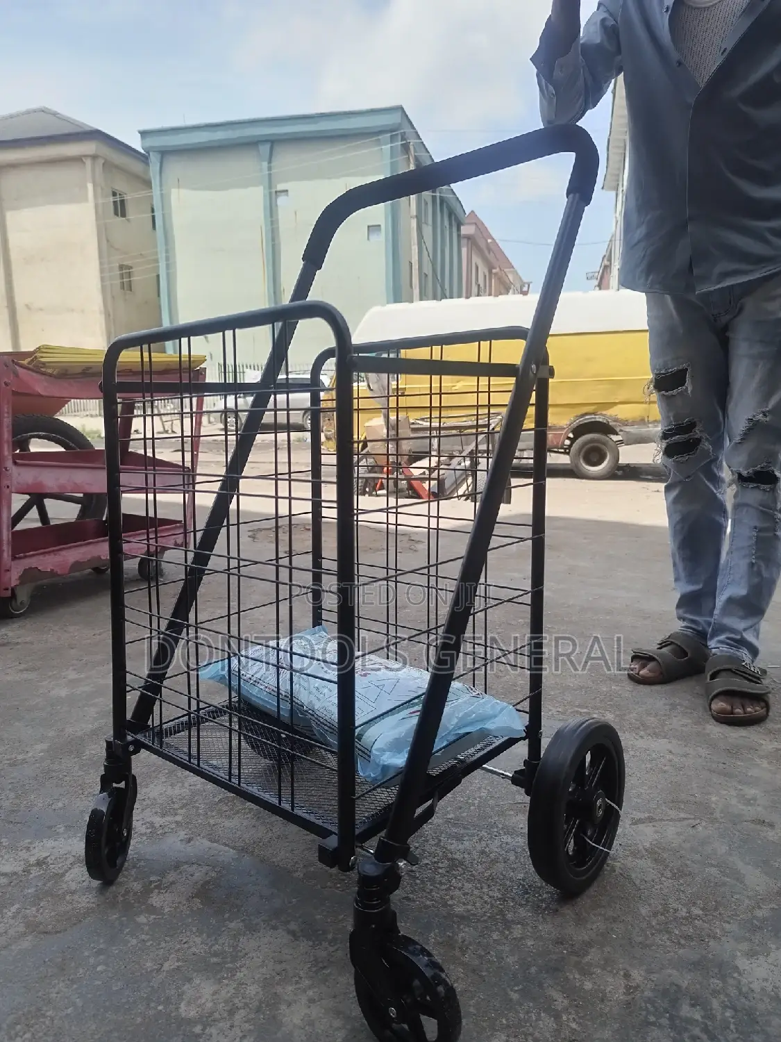 Galvanized Black Basket Cart Trolley