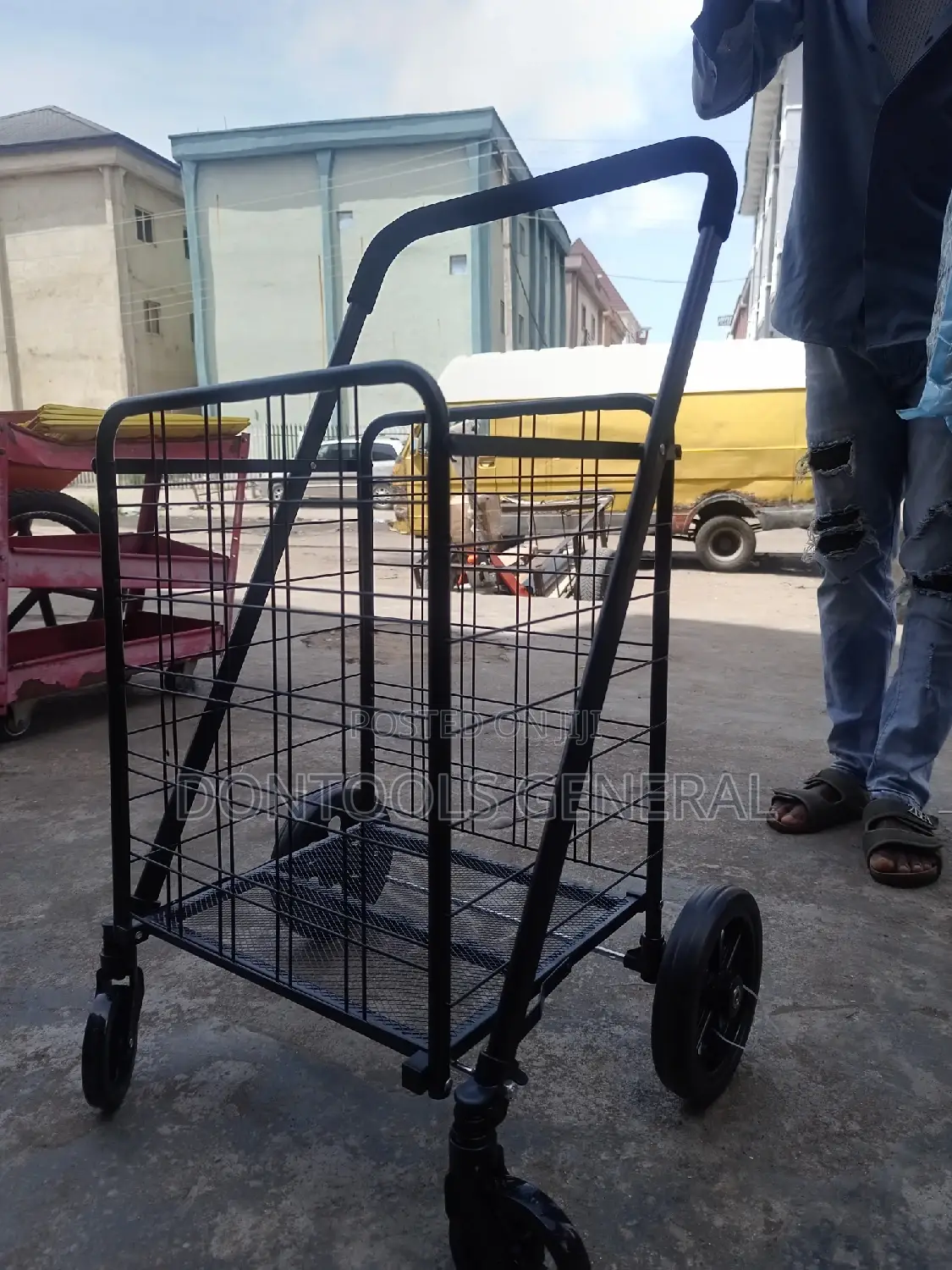 Galvanized Black Basket Cart Trolley