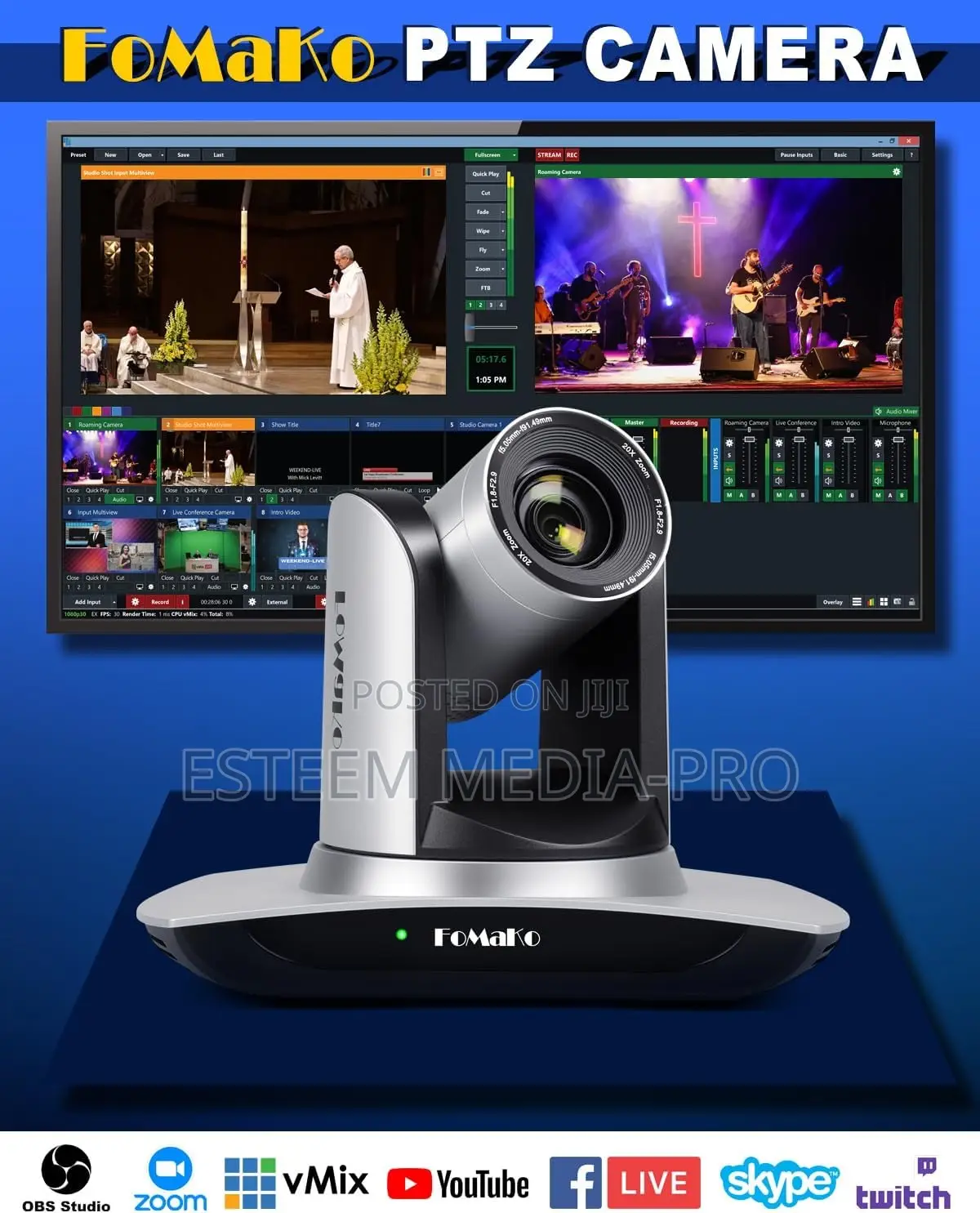 Fomako Ai Auto Tracking Hdmi PTZ Camera 20x Optical Zoom