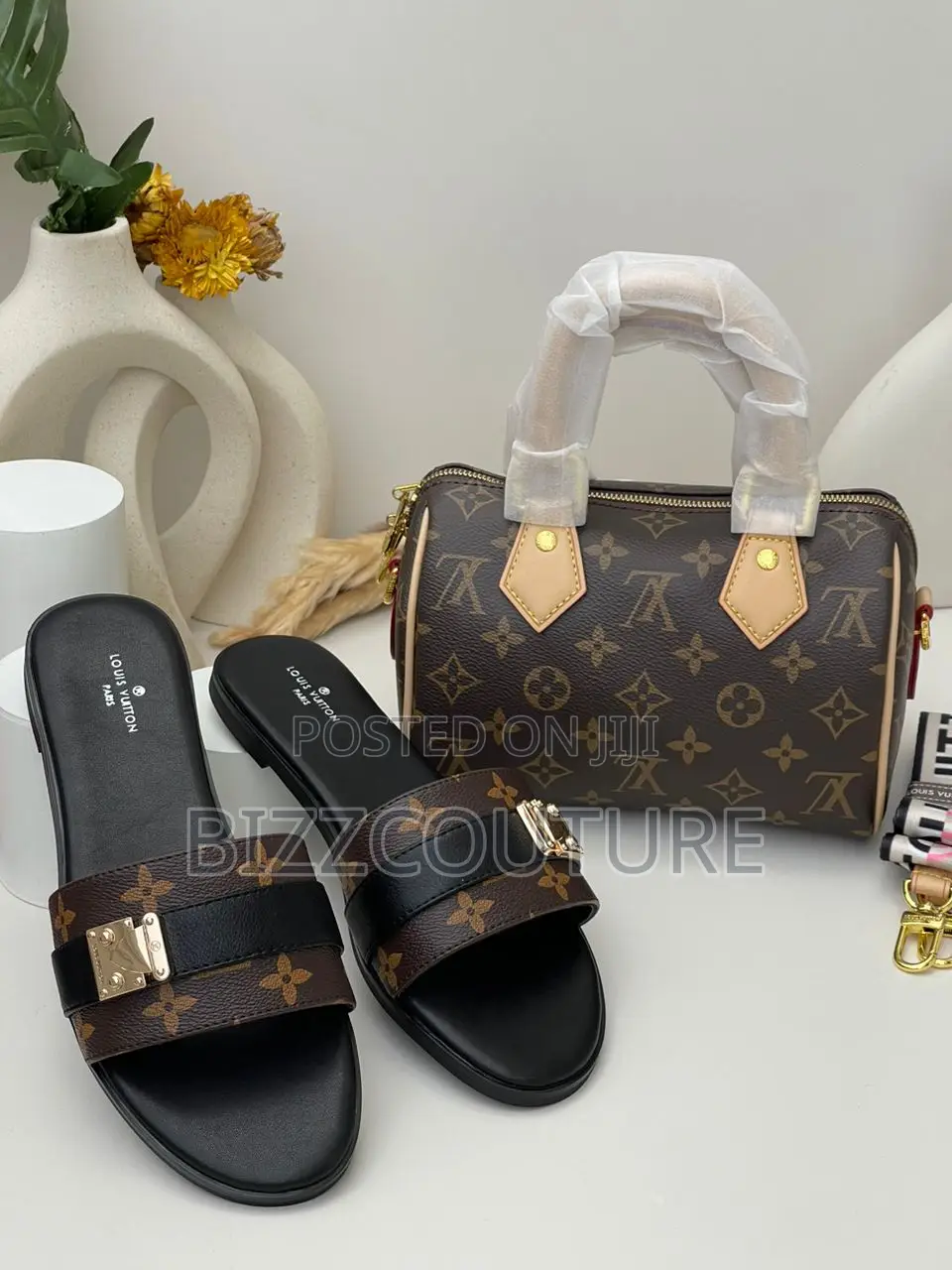 Original LOUIS VUITTON Leather Slippers Available in Store