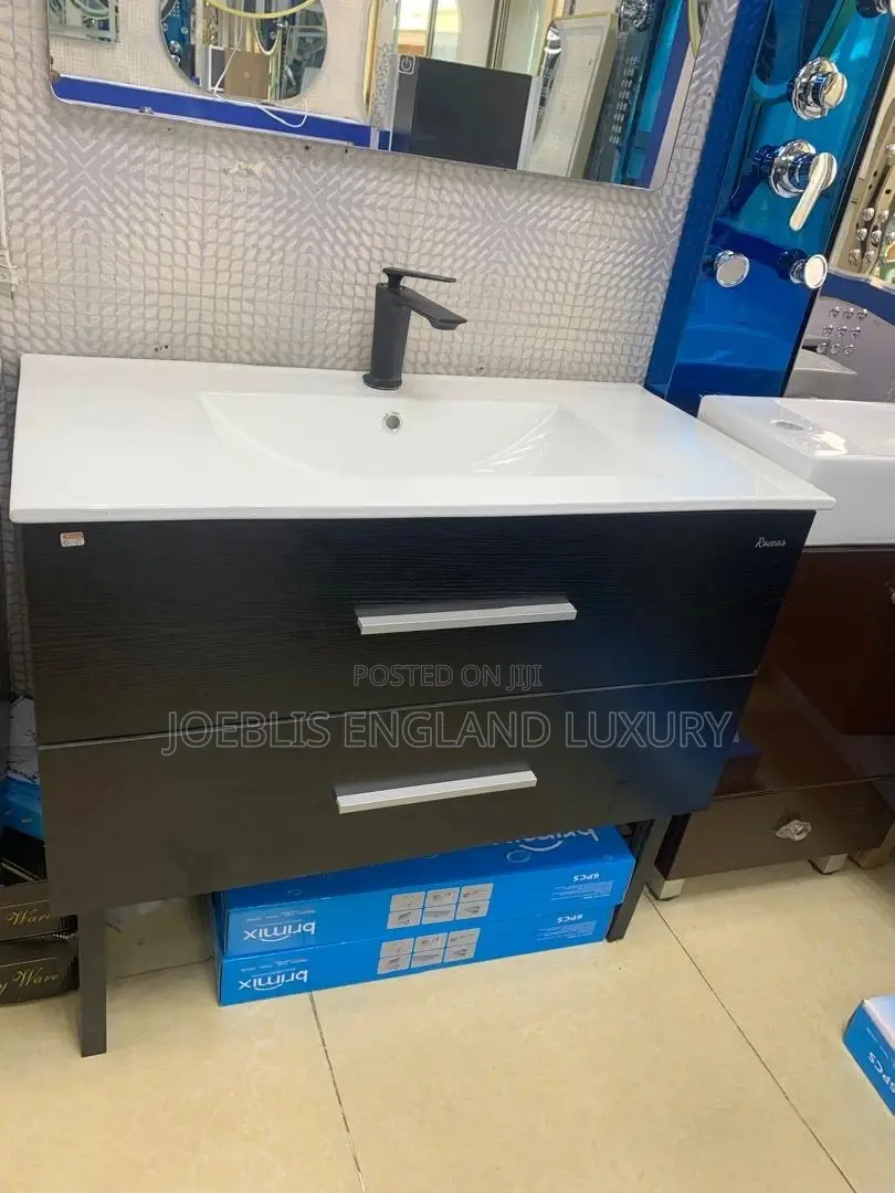 80cm Black Cabinet Basin With Led Mirror