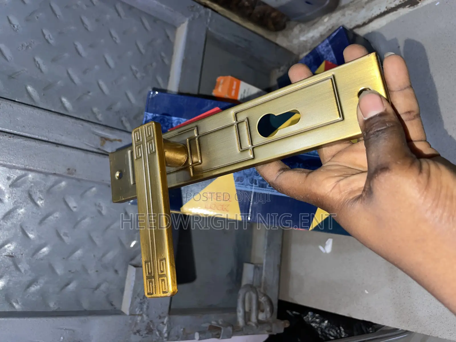 Bronze Iron and Wooden Door Lock