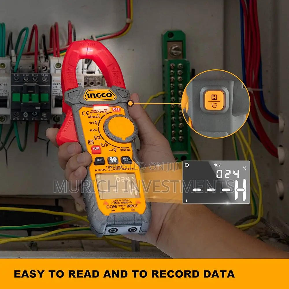 Ingco 1000a Digital Ac/Dc Clamp Meter, True RMS 6000 Counts