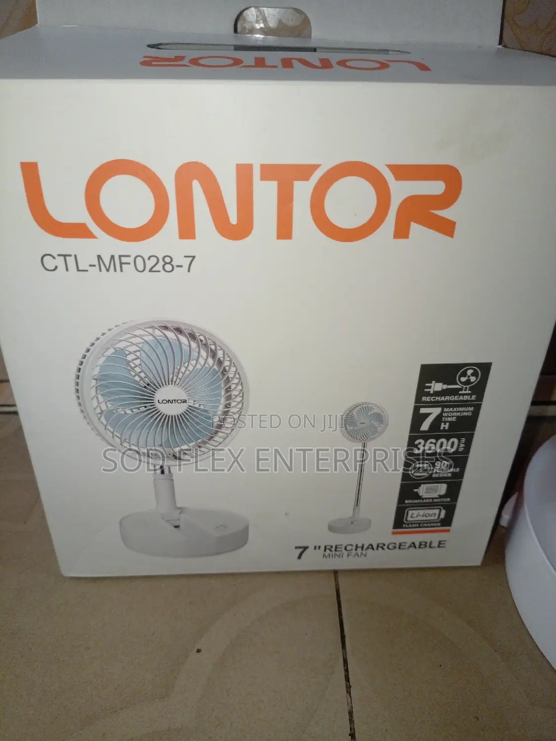 3600 Mah Lontor Rechargeable Standing Adjustable Fan