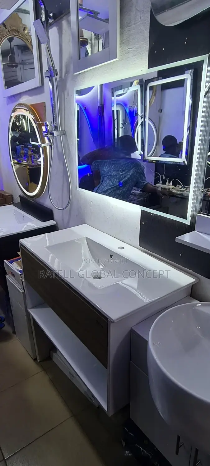 Cabinet Wash Hand Basin With LED Sensor Mirror