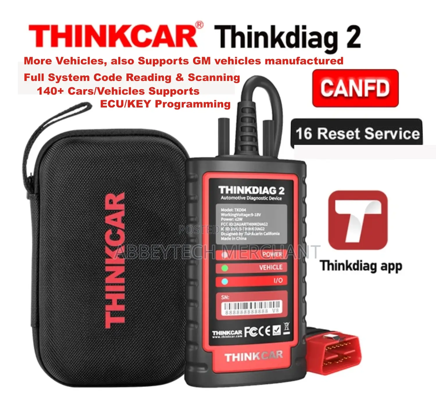 Thinkdiag2 Obdii Cars Scanner Ecu Prog for Diagzone Thinkcar Softwar
