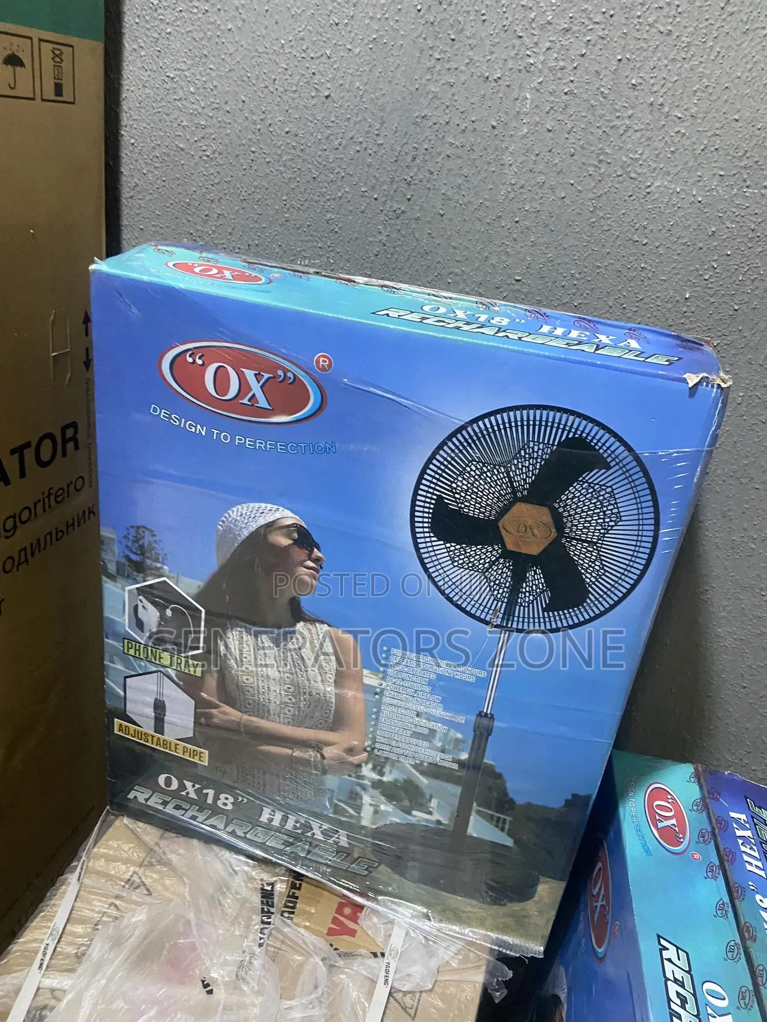 OX 18inch Rechargeable Hexa Fan