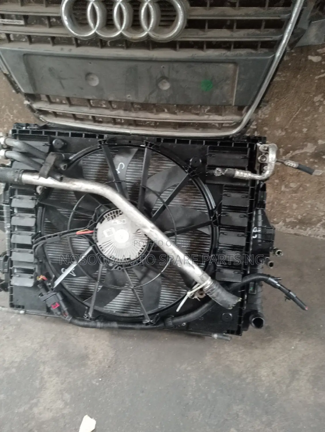 Radiator and Condenser and Fan Porsche Panamera