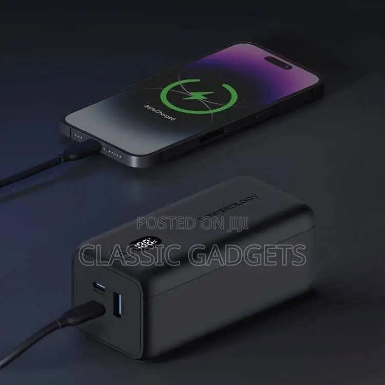 Powerology 20000mah 65W PD Onyx Fast Charging Power Bank