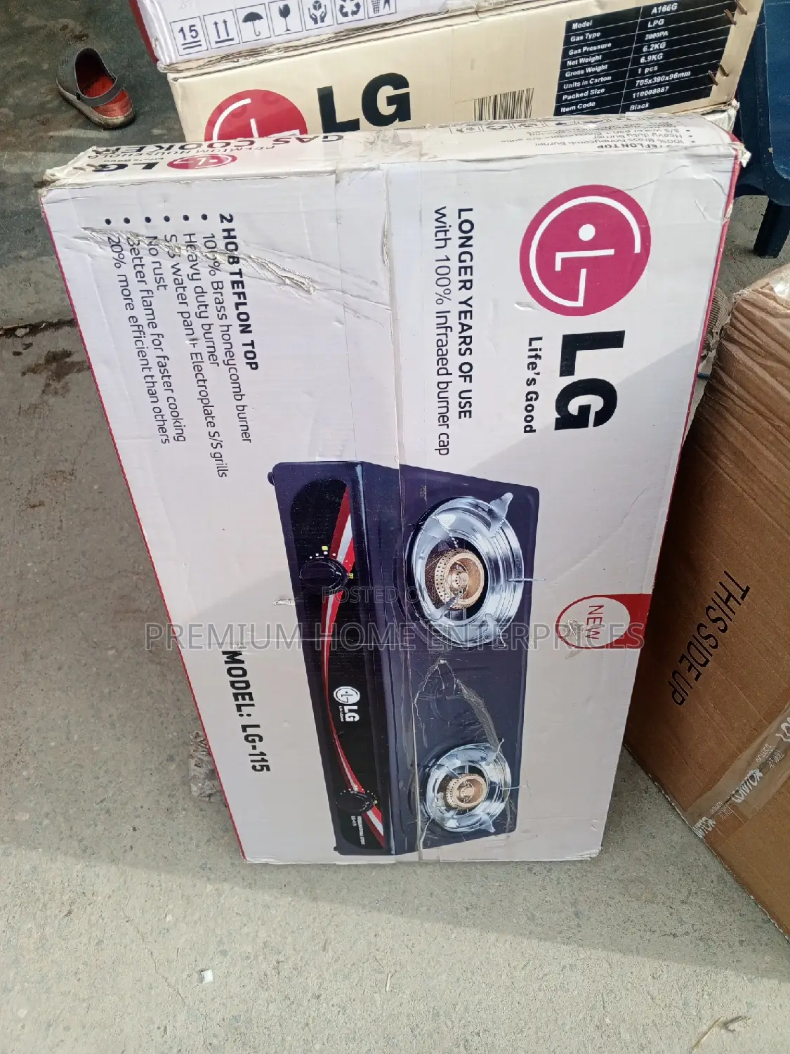 Lg Non-Stick Table Top Double Burner Gas Cooker Lg-115