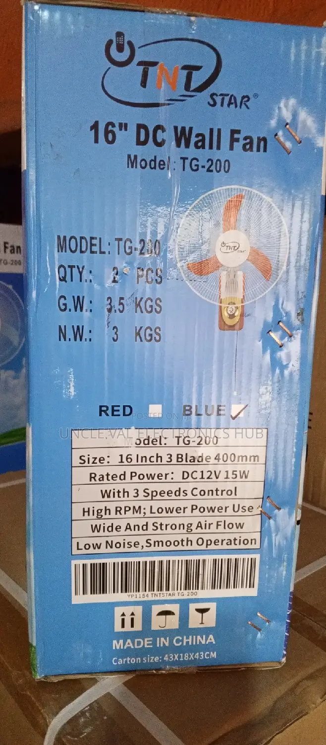 TNT Star 16" DC Wall Fan