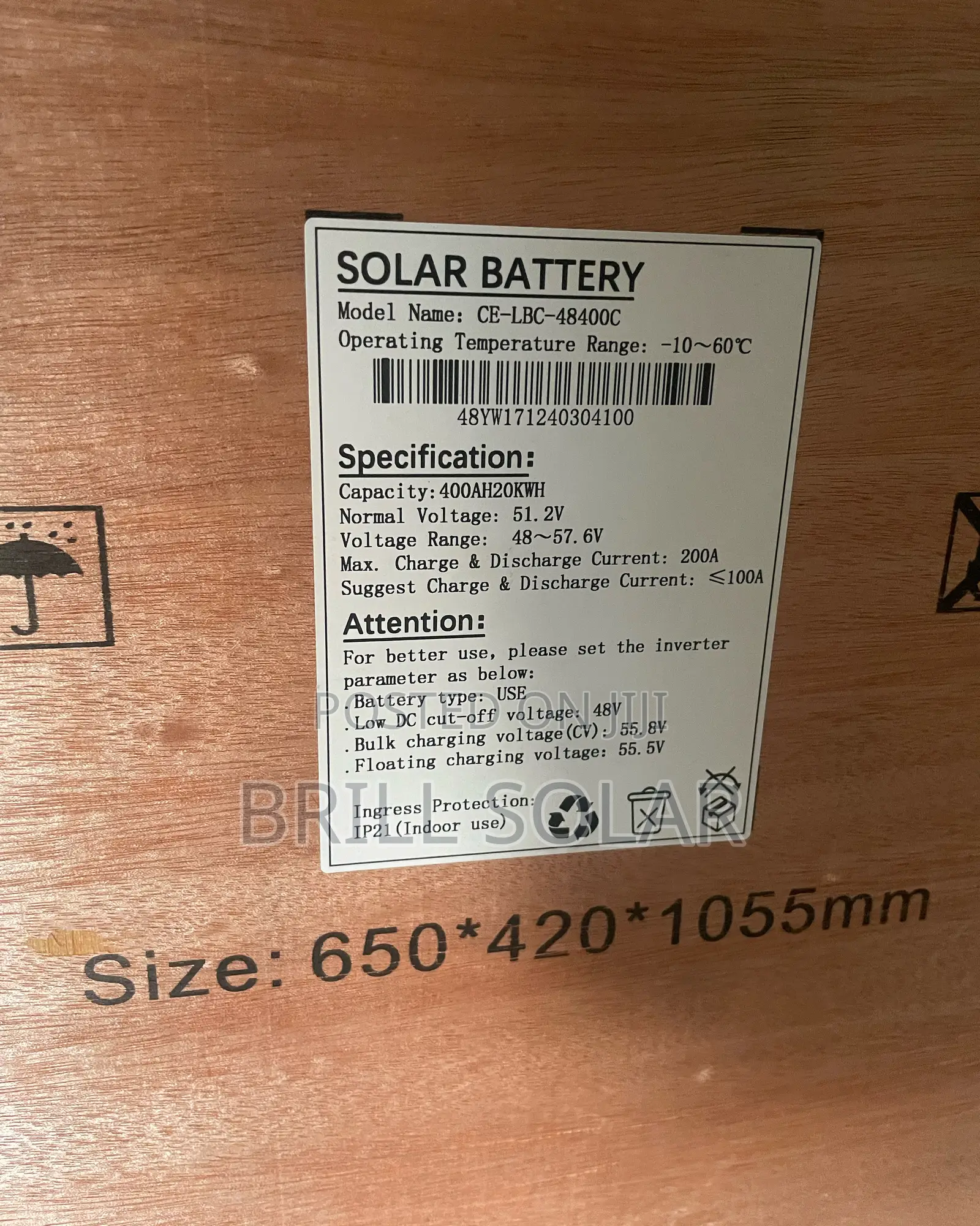 20kwh, 51.2v Cworth Solar Lithium Battery (Lbf-48400)