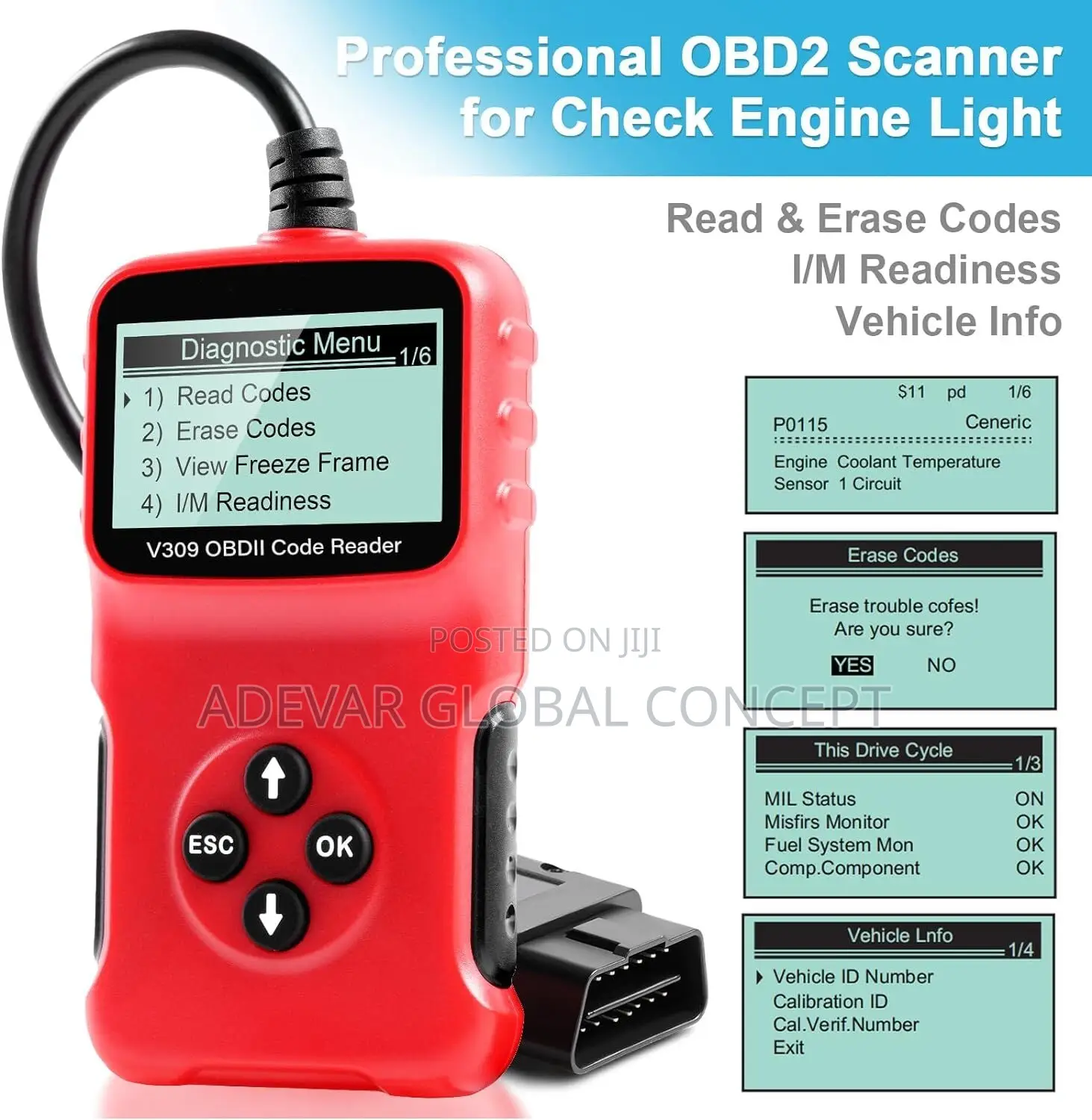 V309 Automotive Car Vehicle Obdii 2 Code Reader Car Scanner