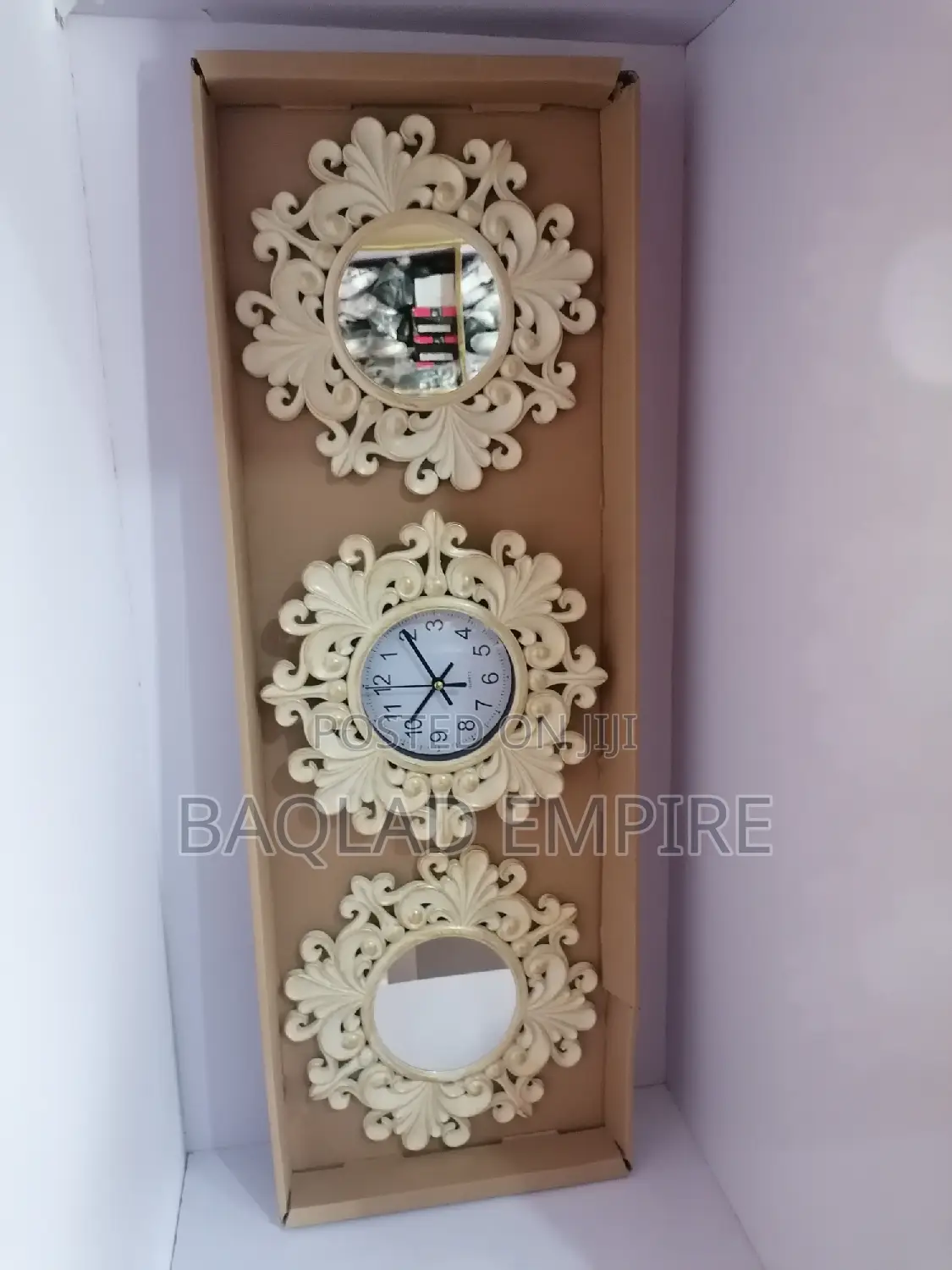 3 in 1 Luxury Design Wall Clock (Cream)