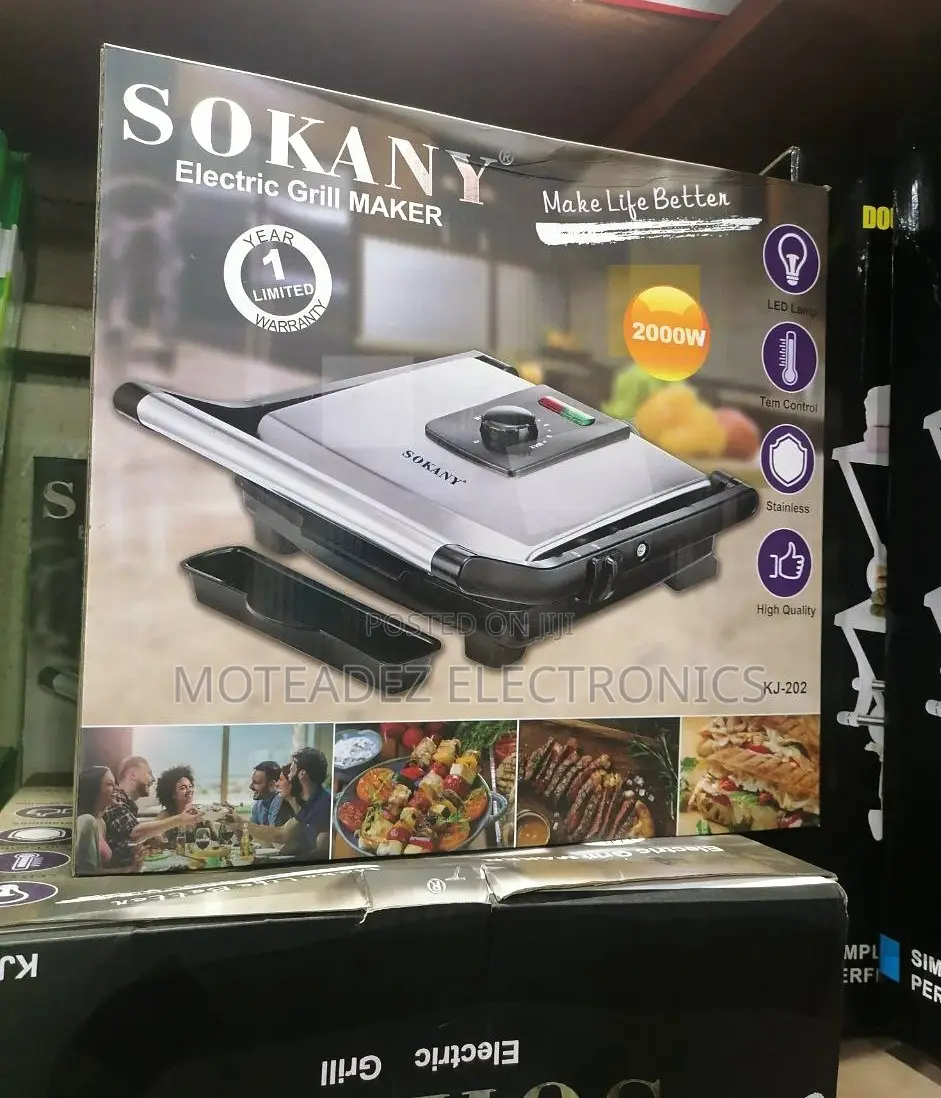 Sokany 2000w Quality Non-Stick Electric Toaster/Grill/Sharwama Maker