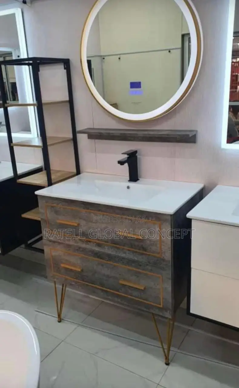 Cabinet Wash Hand Basin With LED Sensor Mirror