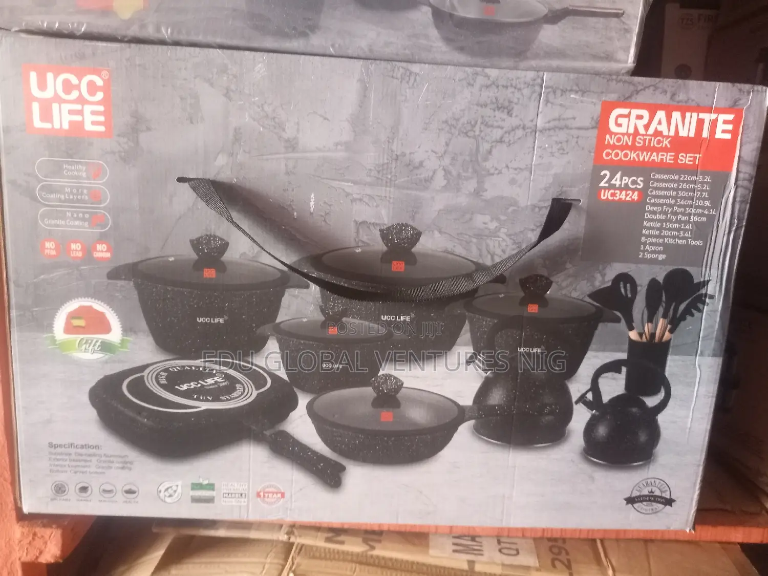 UCC LIFE Kitchen Nonstick Granite Coating 24pieces Pot Set.