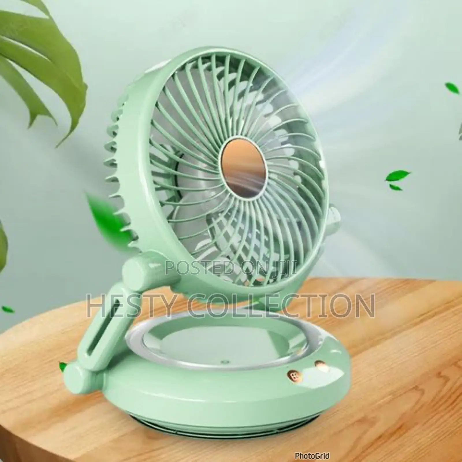 Rotating Rotary Light Rechargeable Mini Fan With Led