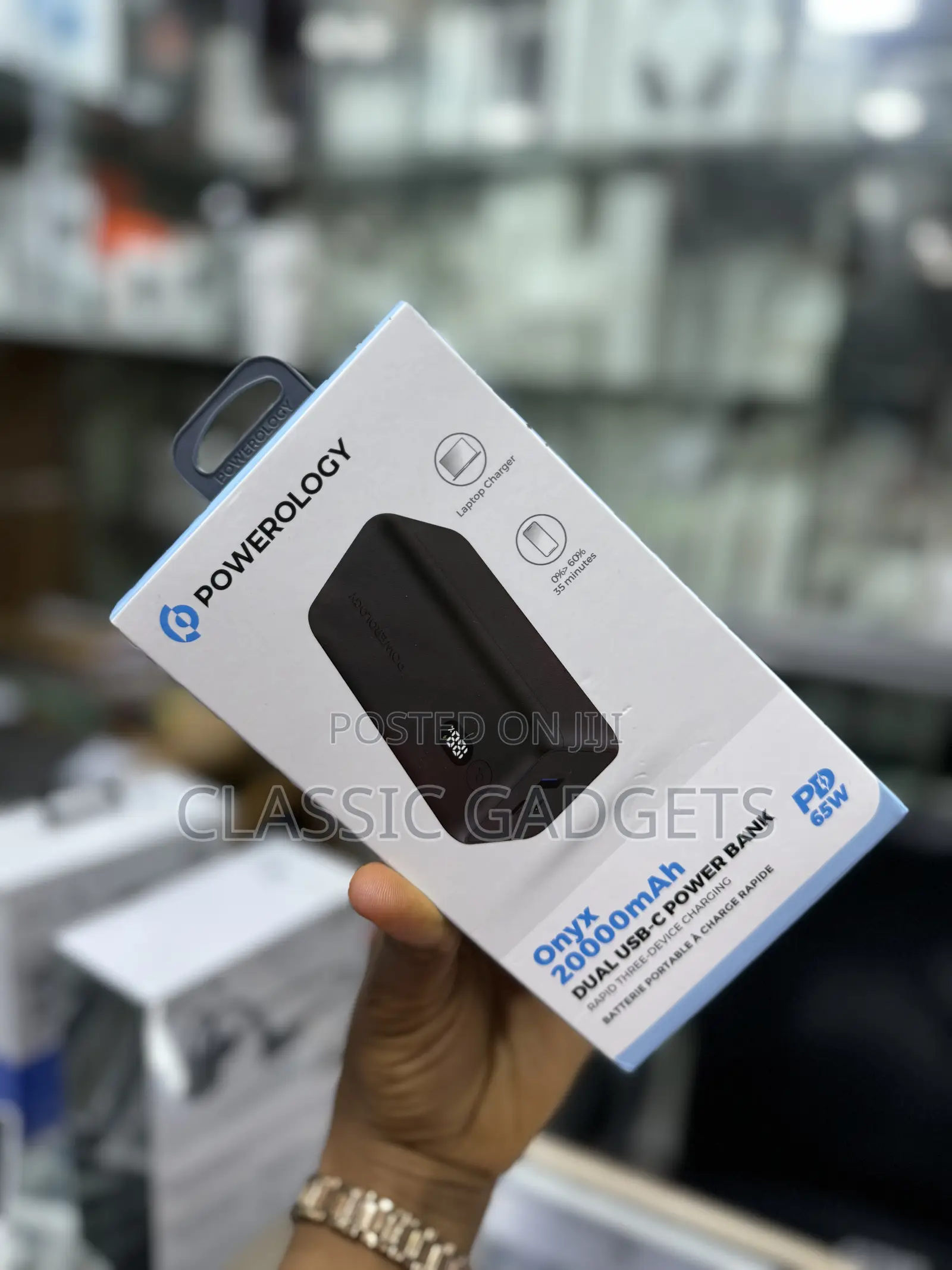 Powerology 20000mah 65W PD Onyx Fast Charging Power Bank