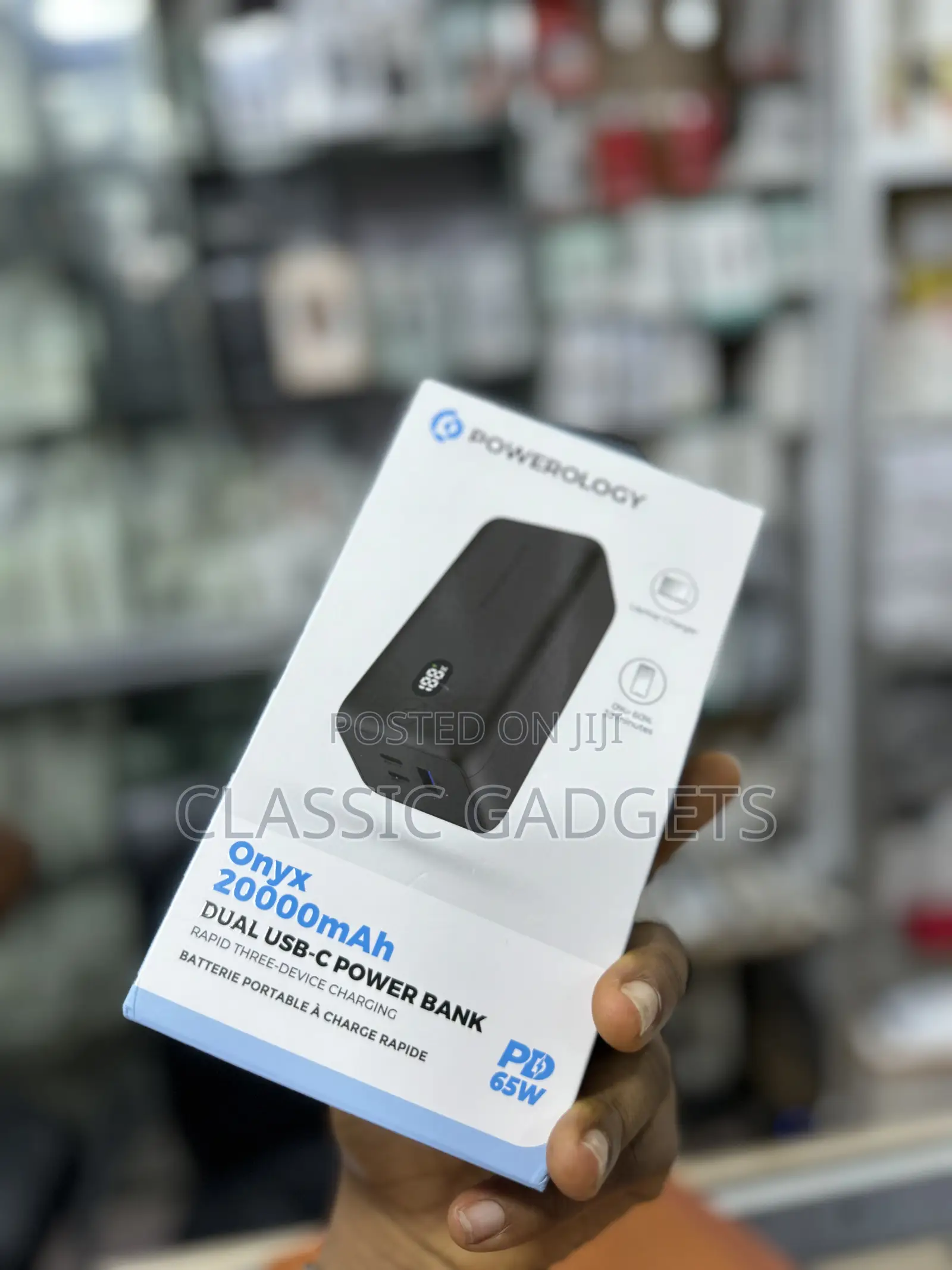 Powerology 20000mah 65W PD Onyx Fast Charging Power Bank