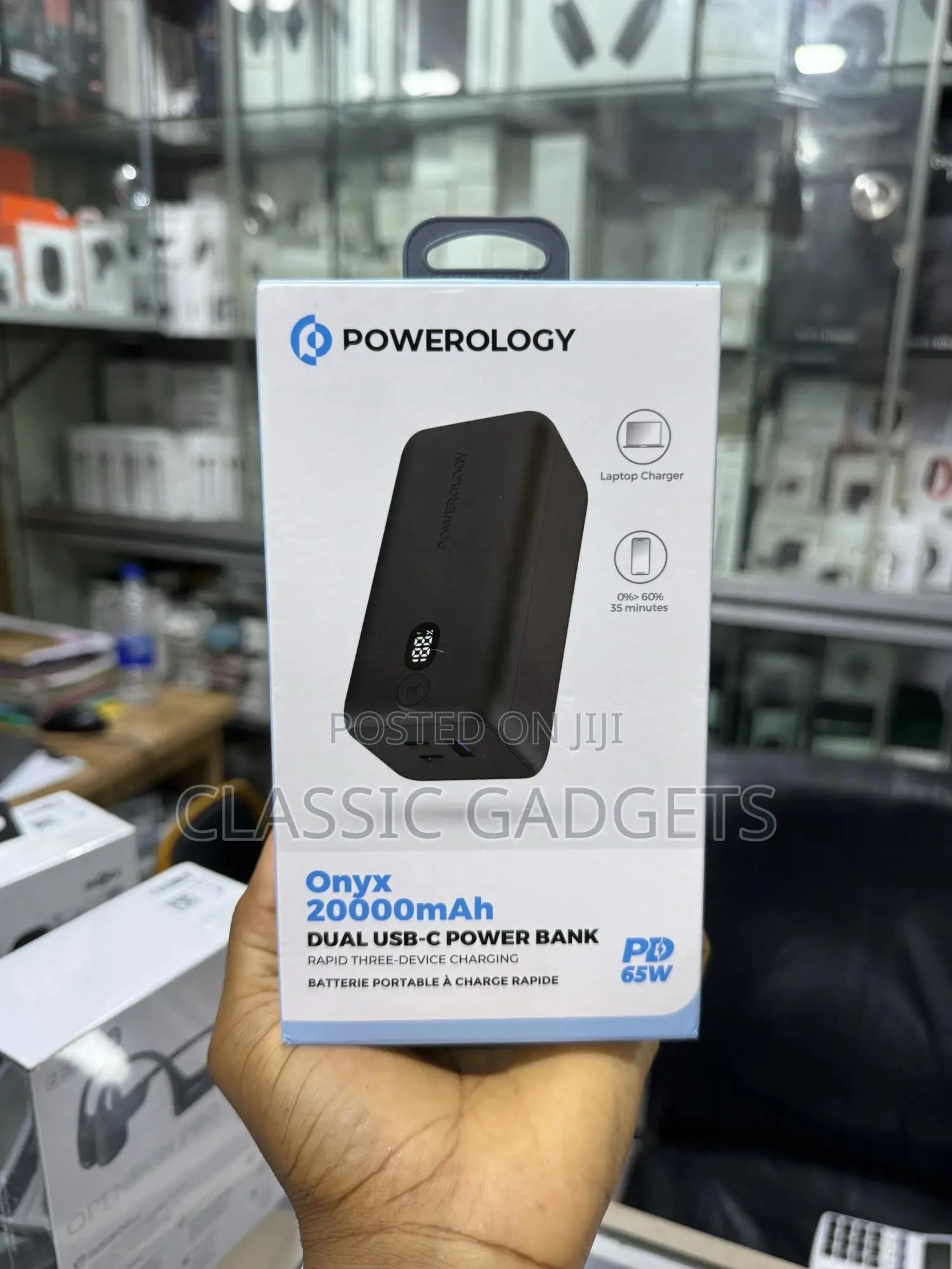 Powerology 20000mah 65W PD Onyx Fast Charging Power Bank