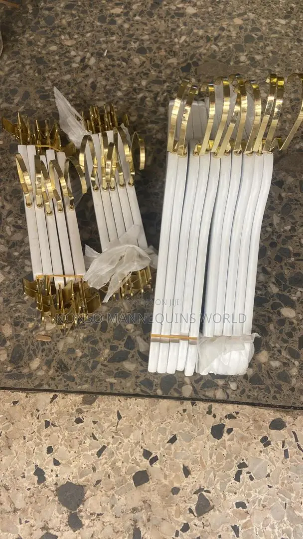 White and Gold Wooden Luxury Hangers