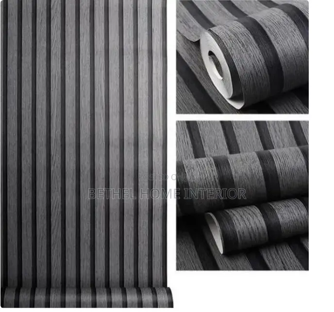 Fluted Design Black Wallpaper