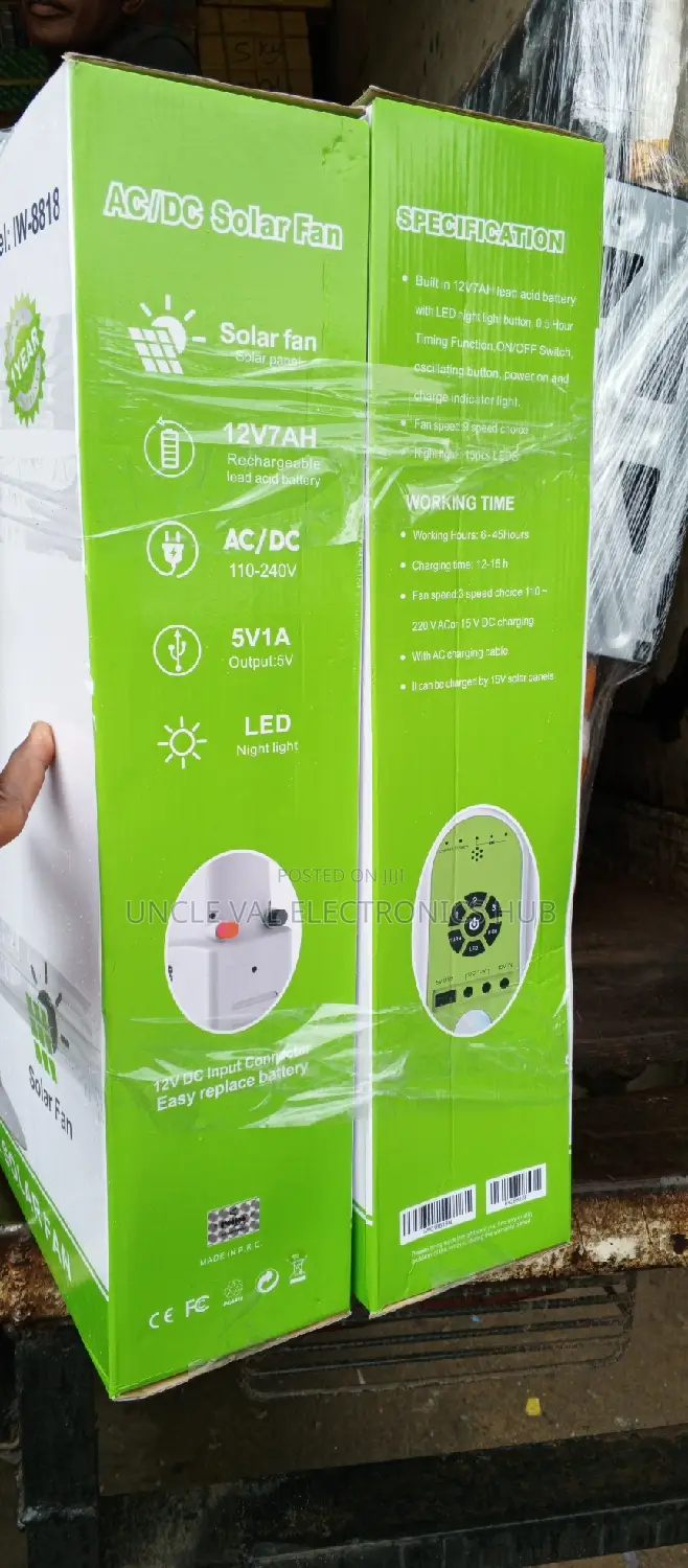 Iwin Energy 18" Rechargeable Solar Fan
