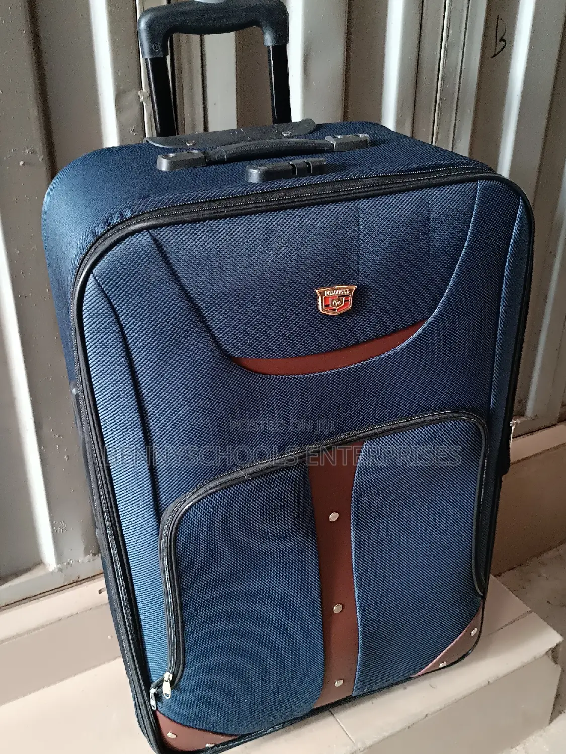 Big Dark Blue Two Wheels Swiss Polo Travelling Luggage Box