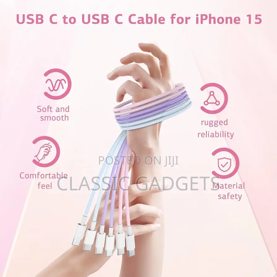 60w USB C to USB C Colorful Cable for iPhone 15-15 Pro Max