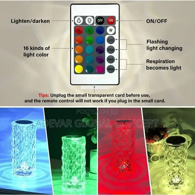 Rose Diamond Table Lamp Rechargeable Touch-Pad