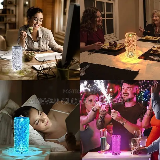 Rose Diamond Table Lamp Rechargeable Touch-Pad