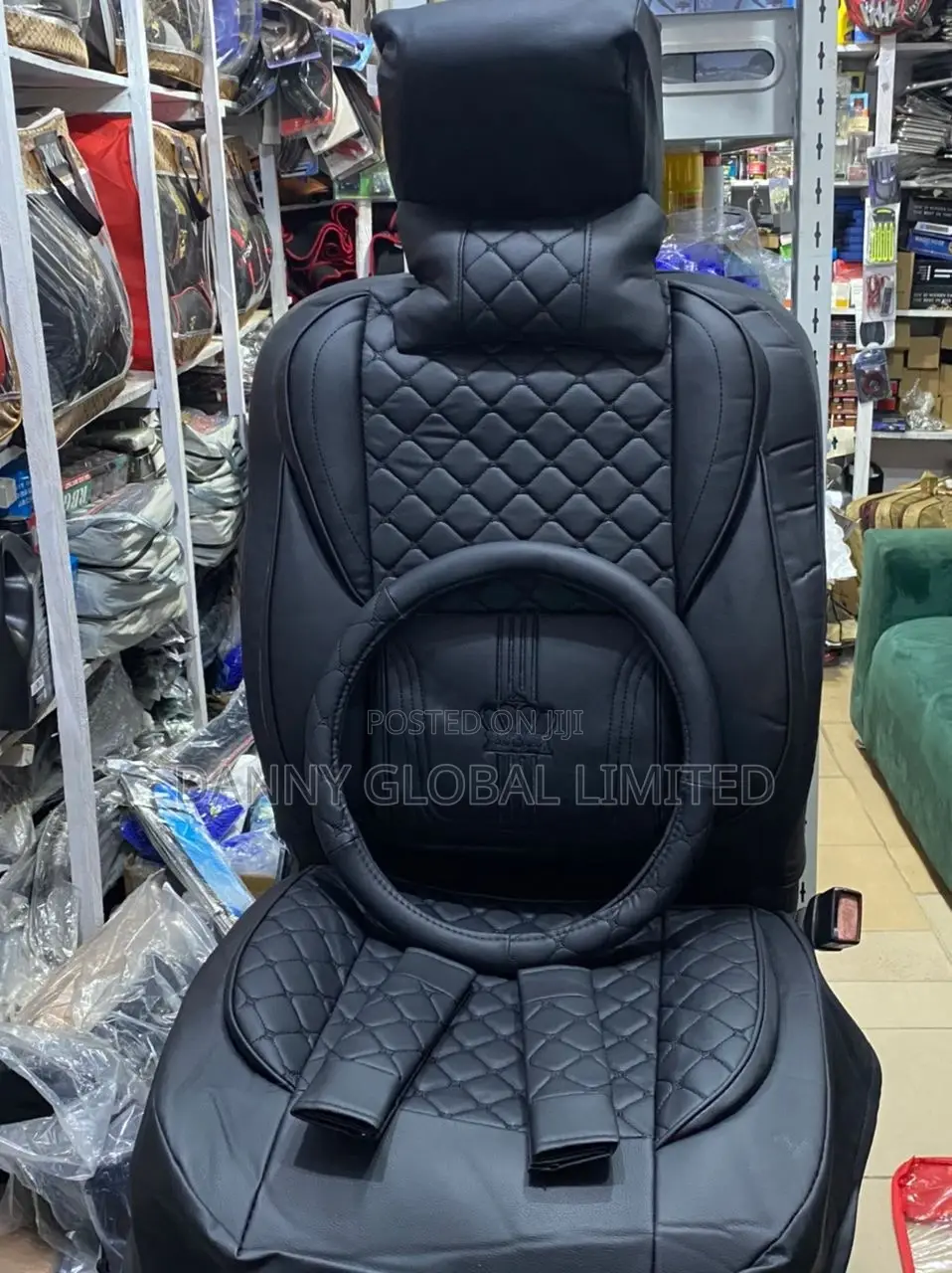 Original Pure Black Crown Leather Car Seat Cover